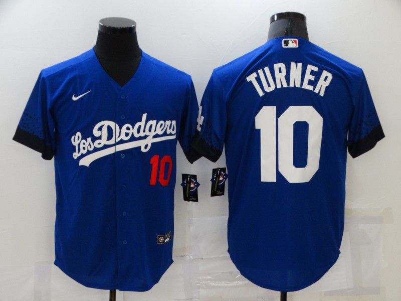 Men Los Angeles Dodgers #10 Turner Blue City Edition Game Nike 2021 MLB Jersey->new york yankees->MLB Jersey
